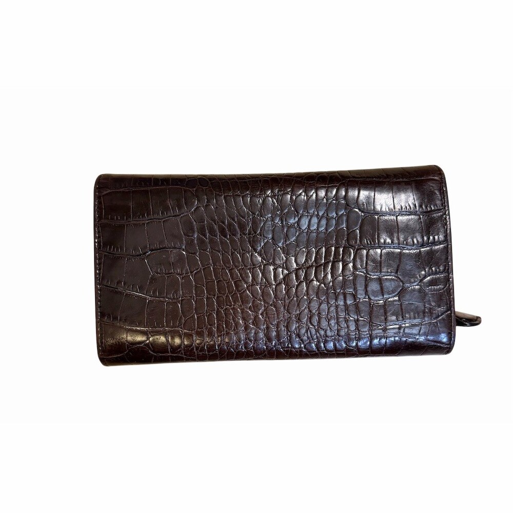 Brighton Brown Wallet Croc Embossed With Silver Hardware - Picture 2 of 8